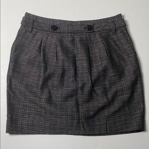 Ann Taylor Pleated Belted Skirt Buttons Pockets 8P